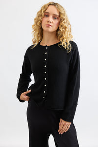 Mia Fratino Pure Reversible Cashmere Cardi - Black