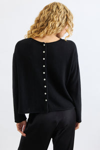 Mia Fratino Pure Reversible Cashmere Cardi - Black