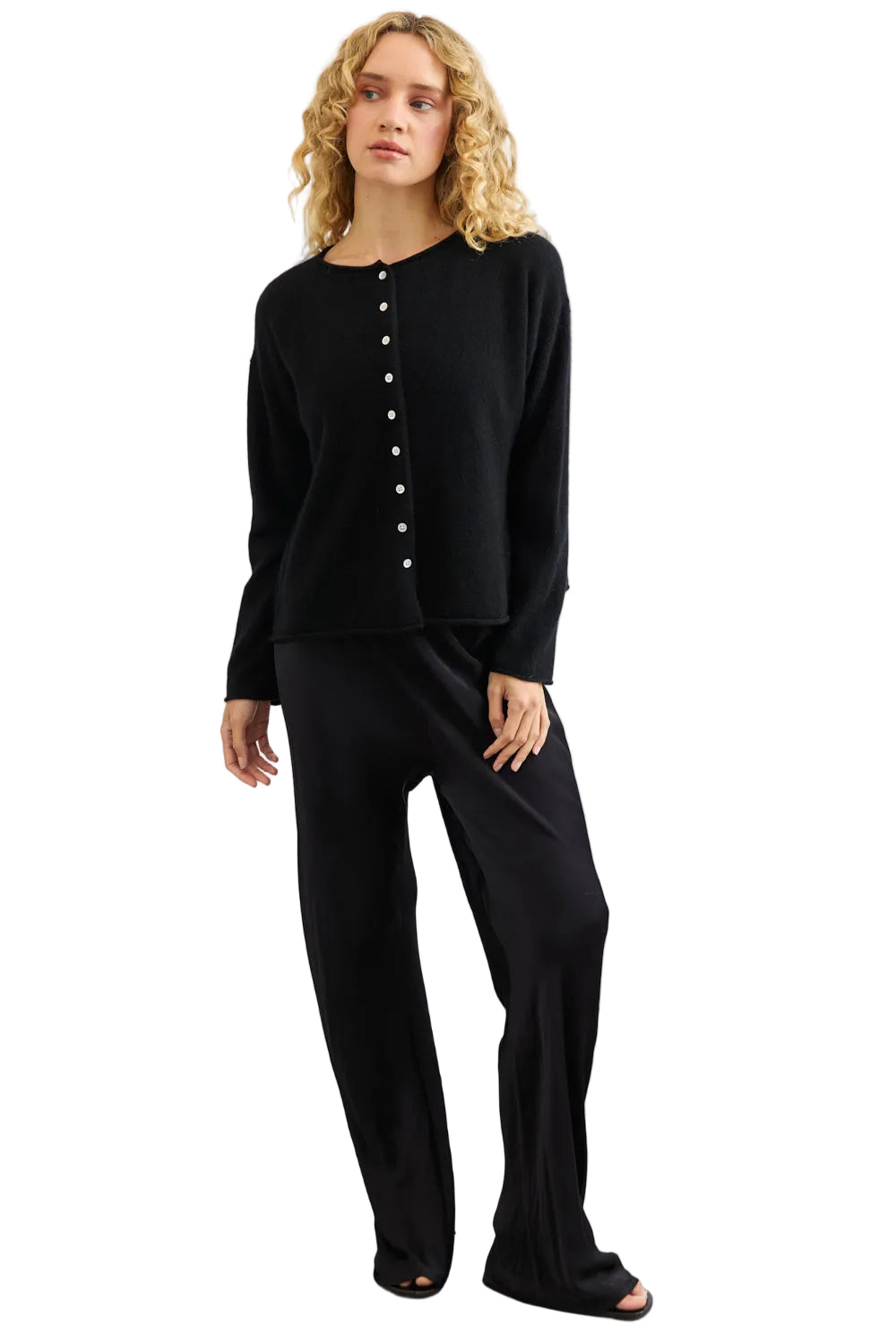 Mia Fratino Pure Reversible Cashmere Cardi - Black