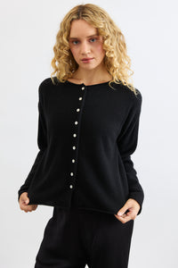 Mia Fratino Pure Reversible Cashmere Cardi - Black