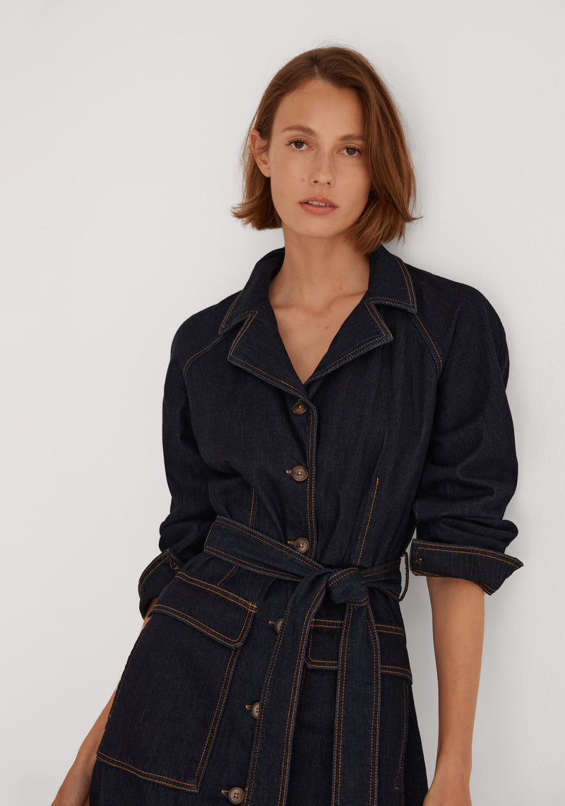 MORRISON BOSTON DENIM SHIRT DRESS - INDIGO