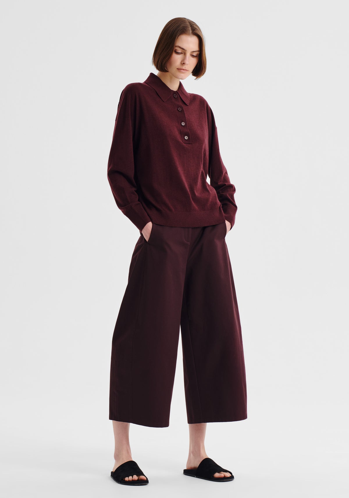 Morrison Oxford Merino Knit Polo - Pinot