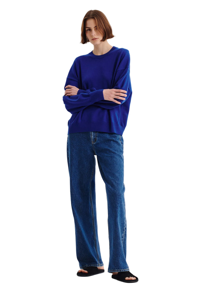 Morrison Payton Round Neck Merino Knit Pullover - Cobalt