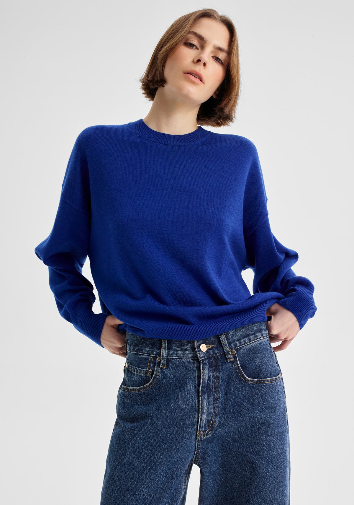 Morrison Payton Round Neck Merino Knit Pullover - Cobalt