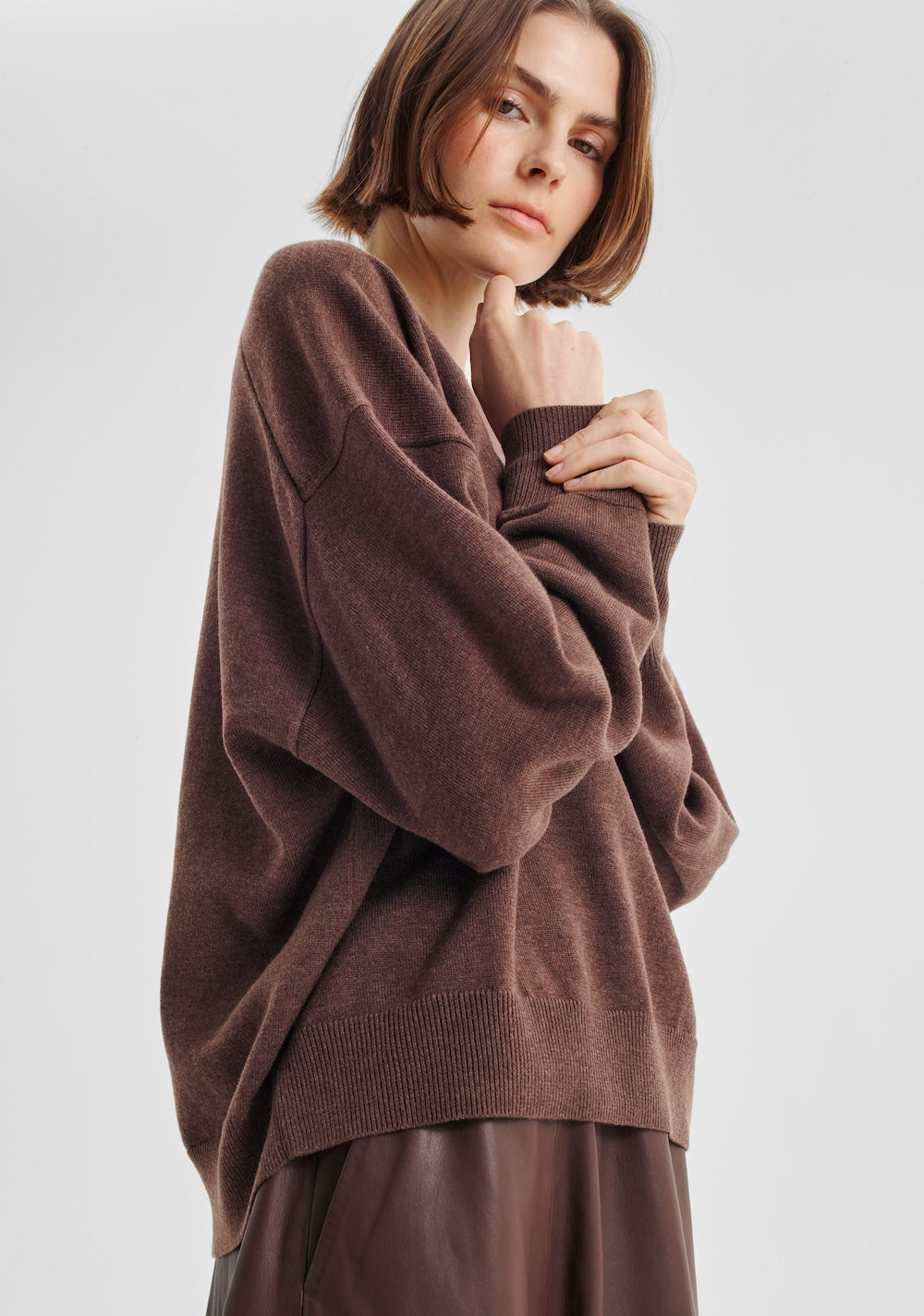 Morrison Payton Round Neck Merino Knit Pullover - Nutmeg