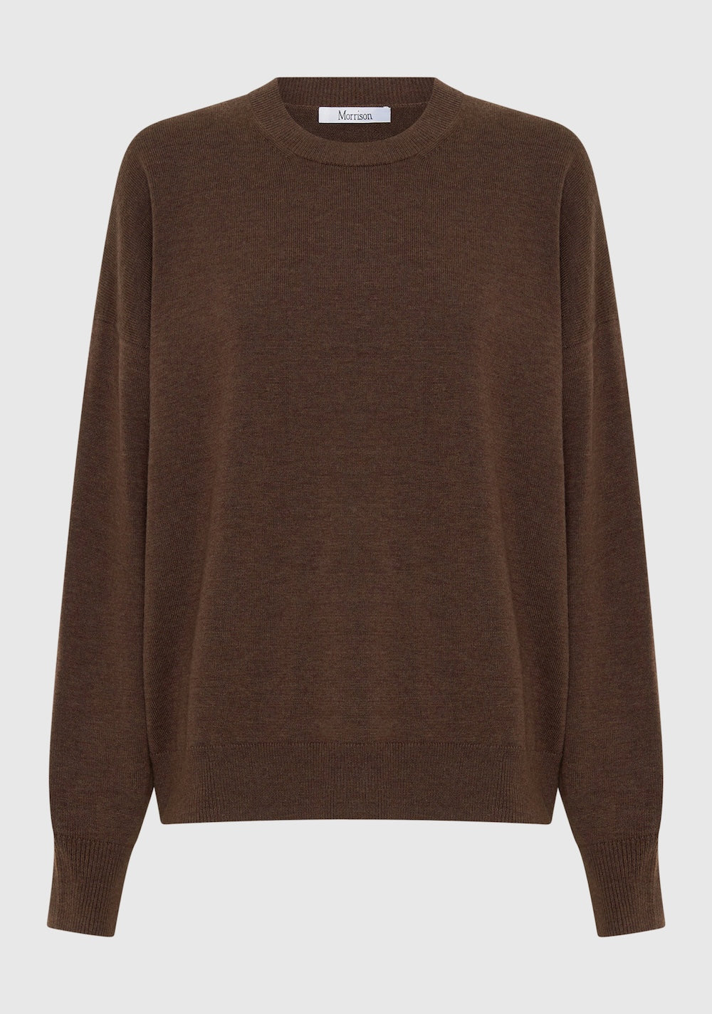 Ennoy ROUND NECK PULLOVER BROWN 【M】 Merino Wool Crew Neck Sweater | Relaxed Fit | Escape