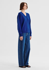 Morrison Payton V-Neck Merino Knit Pullover - Cobalt
