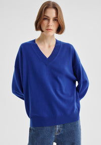 Morrison Payton V-Neck Merino Knit Pullover - Cobalt