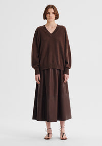 Morrison Payton V-Neck Merino Knit Pullover - Nutmeg