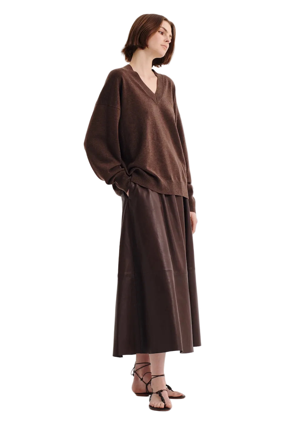Morrison Payton V-Neck Merino Knit Pullover - Nutmeg