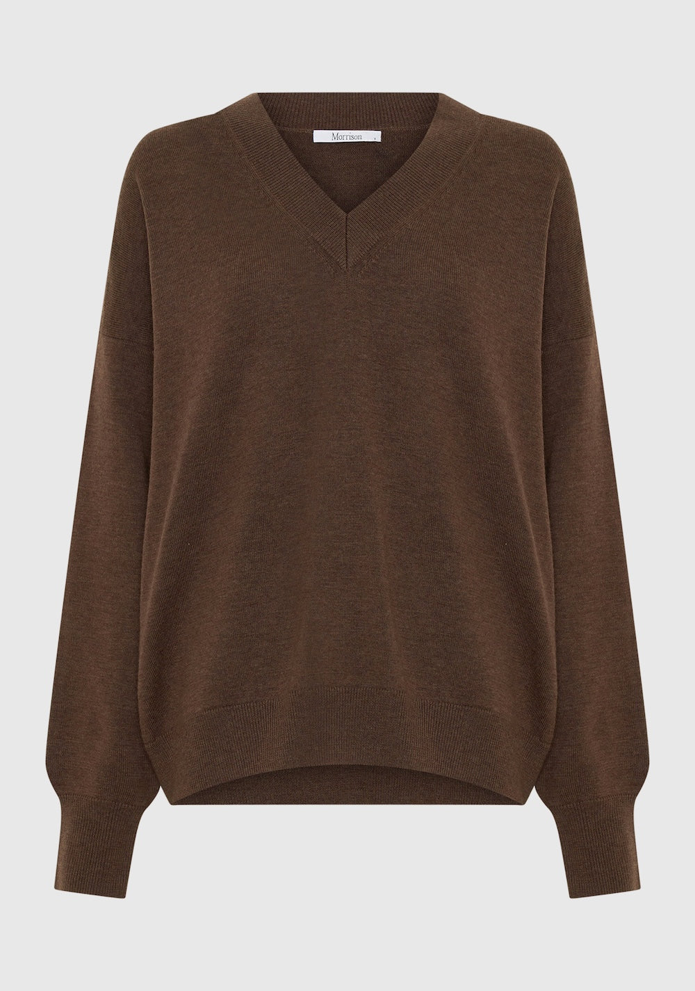 Morrison Payton V-Neck Merino Knit Pullover - Nutmeg