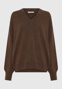 Morrison Payton V-Neck Merino Knit Pullover - Nutmeg