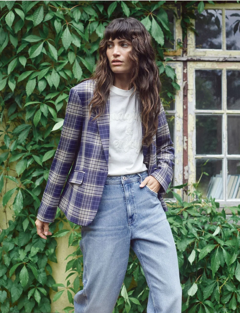 Mos Mosh Blake Check Blazer - Crown Blue
