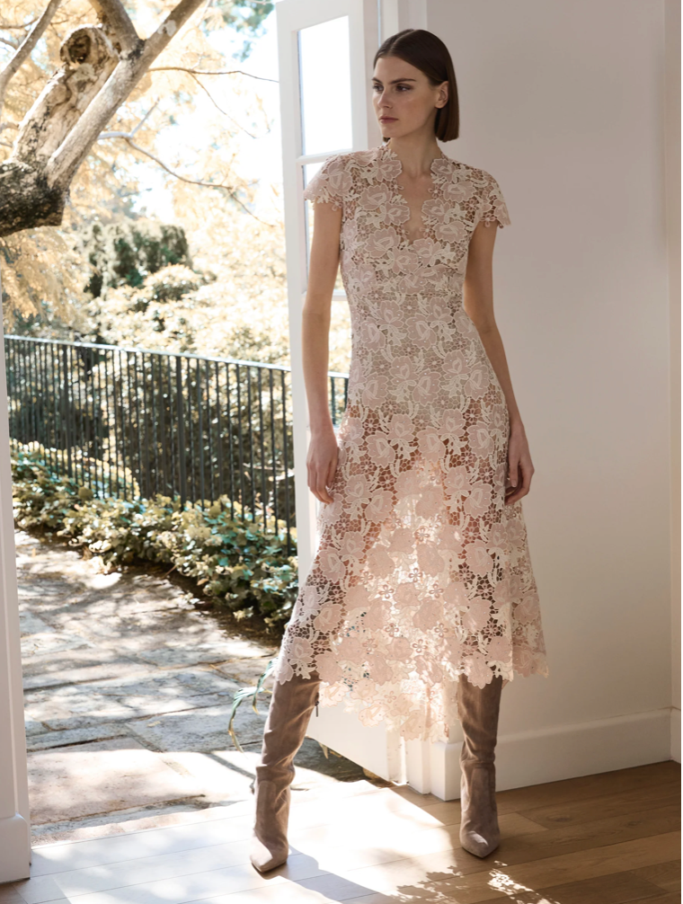 Moss & Spy Belinda Dress - Blush/Cream