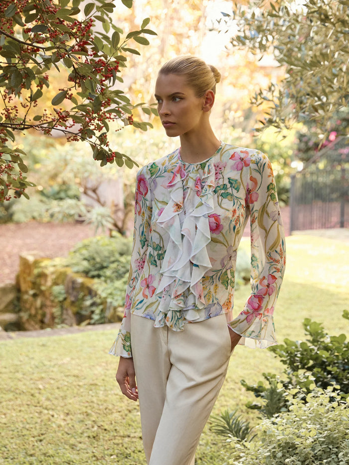 Moss & Spy Catalina Maxi Top - Ivory/Floral