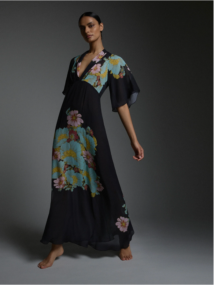 Moss & Spy Julia Maxi Dress - Dark Ink Floral