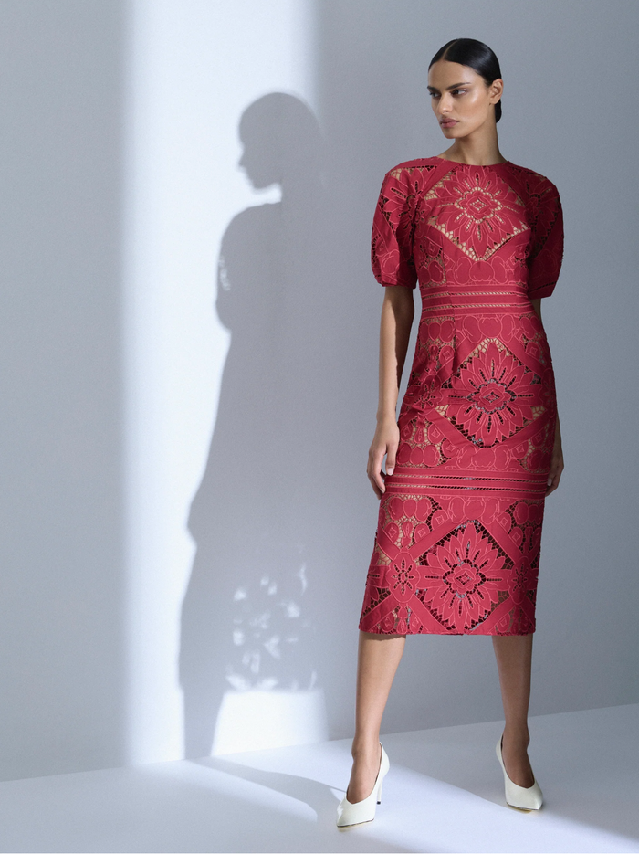 Moss & Spy Letitia Midi Dress - Garnet