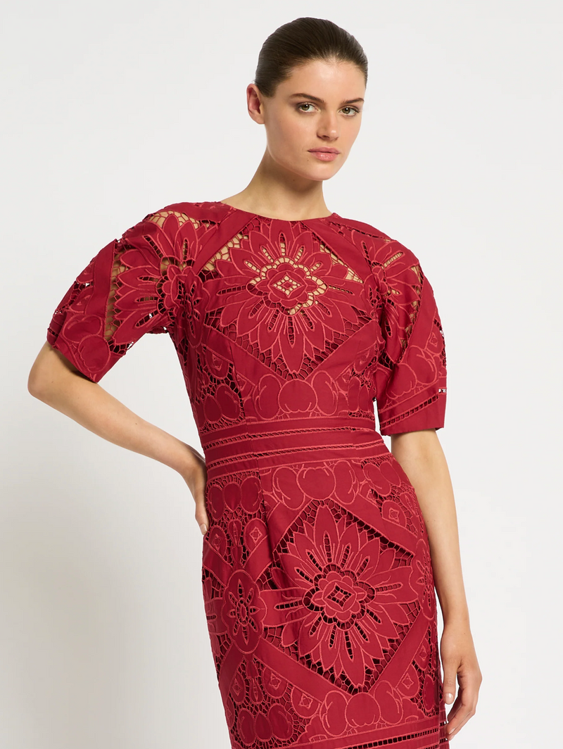 Moss & Spy Letitia Midi Dress - Garnet