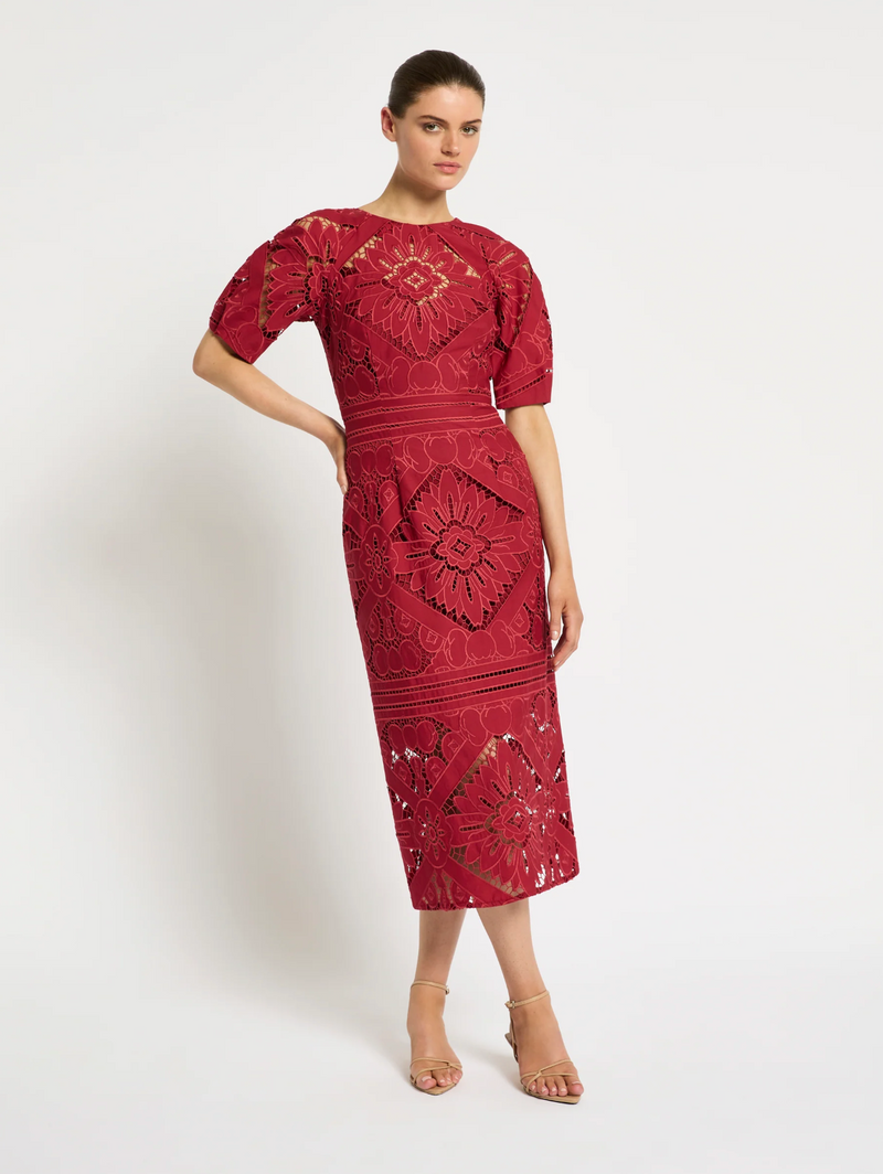 Moss & Spy Letitia Midi Dress - Garnet