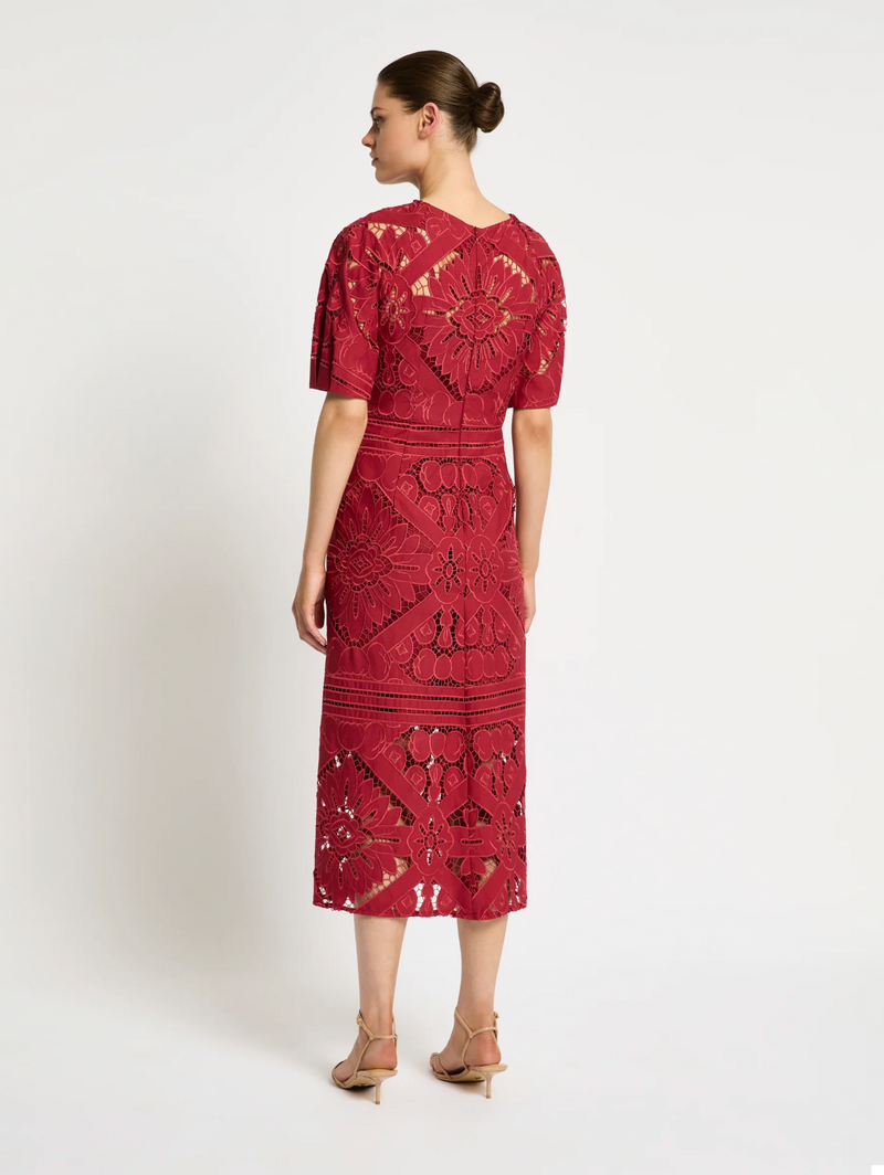 Moss & Spy Letitia Midi Dress - Garnet