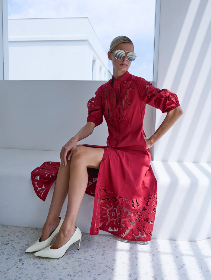 Moss & Spy Letitia Shirt Dress - Garnet