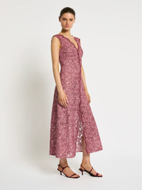 Moss & Spy Lily A-Line Dress - Garnet/Blush