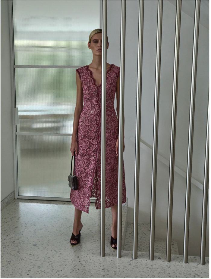 Moss & Spy Lily A-Line Dress - Garnet/Blush