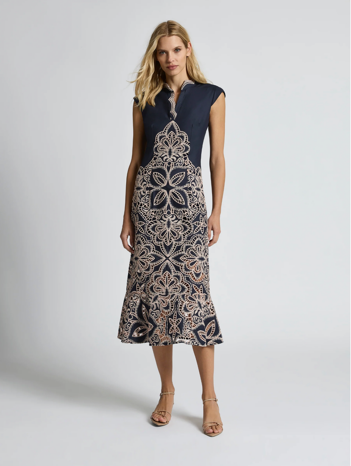 Moss & Spy Sierra Mid Dress - Navy/Blush
