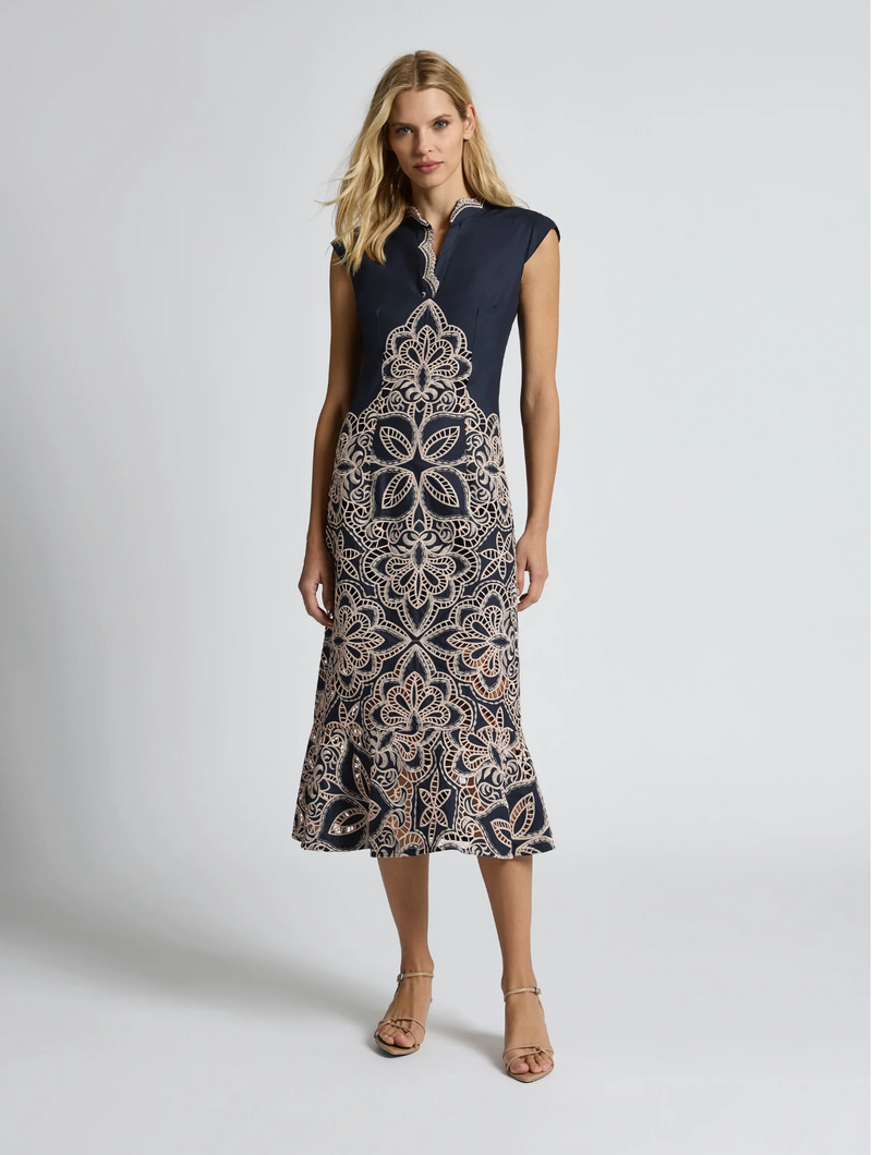 Moss & Spy Sierra Mid Dress - Navy/Blush