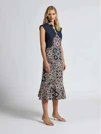 Moss & Spy Sierra Mid Dress - Navy/Blush