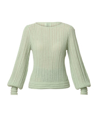 Once Was Solana Baby Alpaca Wool Blend Knit Top - Celadon