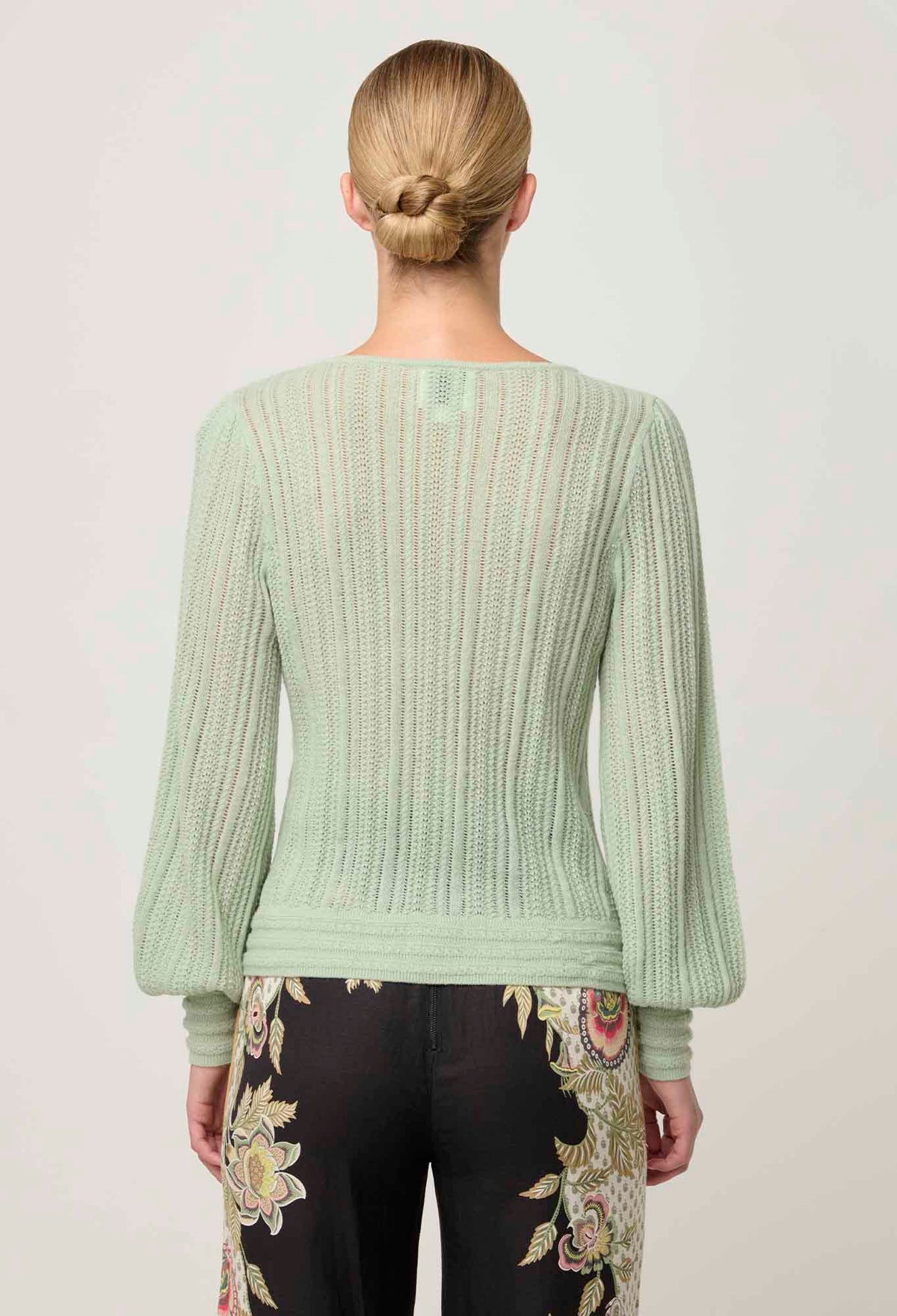 Once Was Solana Baby Alpaca Wool Blend Knit Top - Celadon
