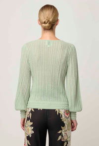 Once Was Solana Baby Alpaca Wool Blend Knit Top - Celadon