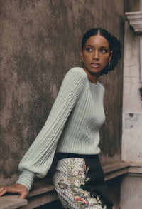 Once Was Solana Baby Alpaca Wool Blend Knit Top - Celadon
