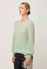 Once Was Solana Baby Alpaca Wool Blend Knit Top - Celadon