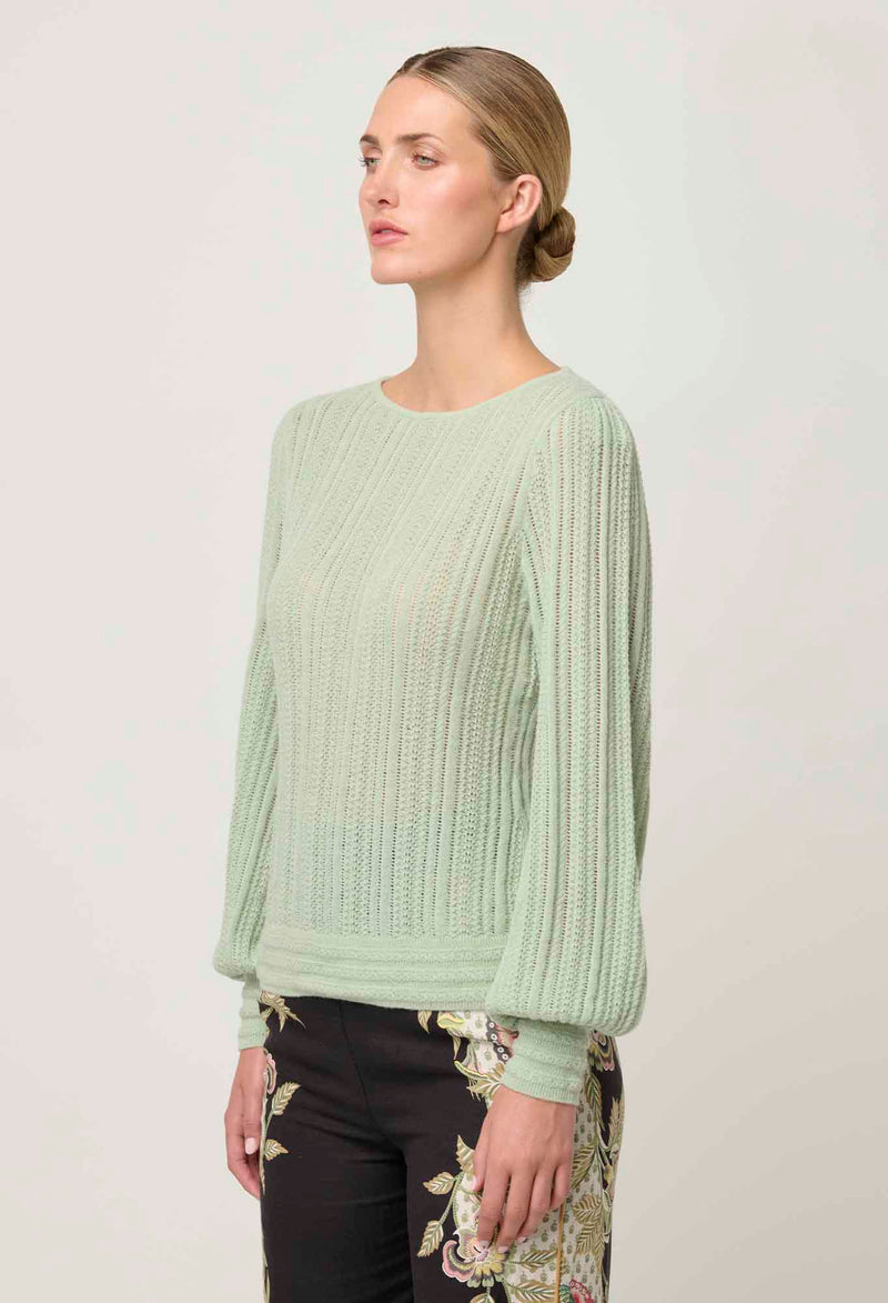 Once Was Solana Baby Alpaca Wool Blend Knit Top - Celadon