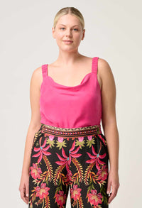 Once Was Delray Reversible Cupro Cowl & V Neck Cami - Celosia Pink