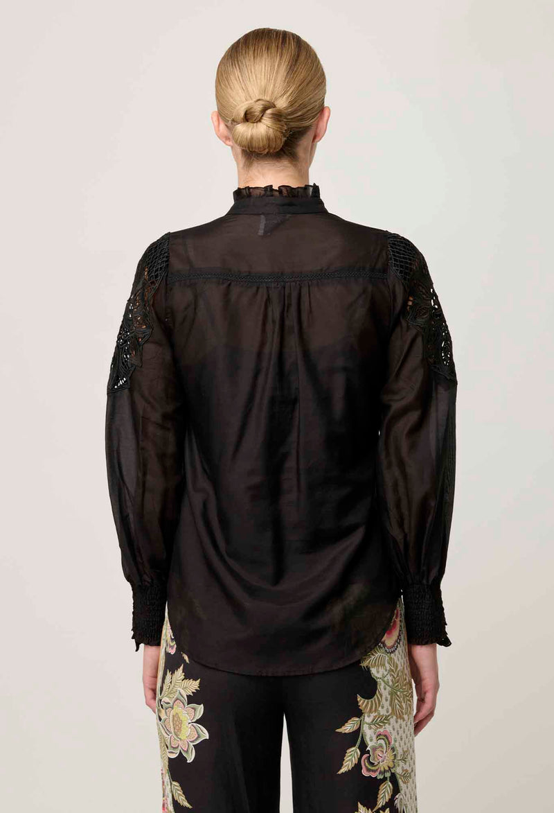 Once Was Sevilla Cotton Silk Shirt - Onyx