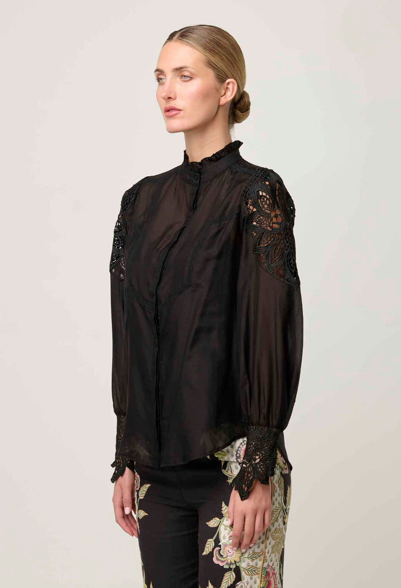 Once Was Sevilla Cotton Silk Shirt - Onyx
