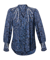 Once Was Adela Placement Embroidered Print Shirt- Altamira