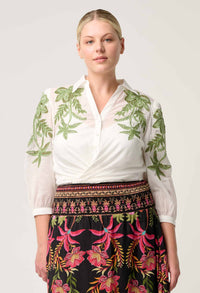 Once Was Callisto Cotton Slub Placement Embroidered Shirt - Ivory