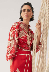 Once Was Audrey Placement Embroidered Blouse – Crimson Palms