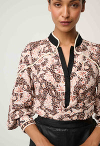 Once Was Harley Linen Rope Trim Detail Shirt - Russet Palm