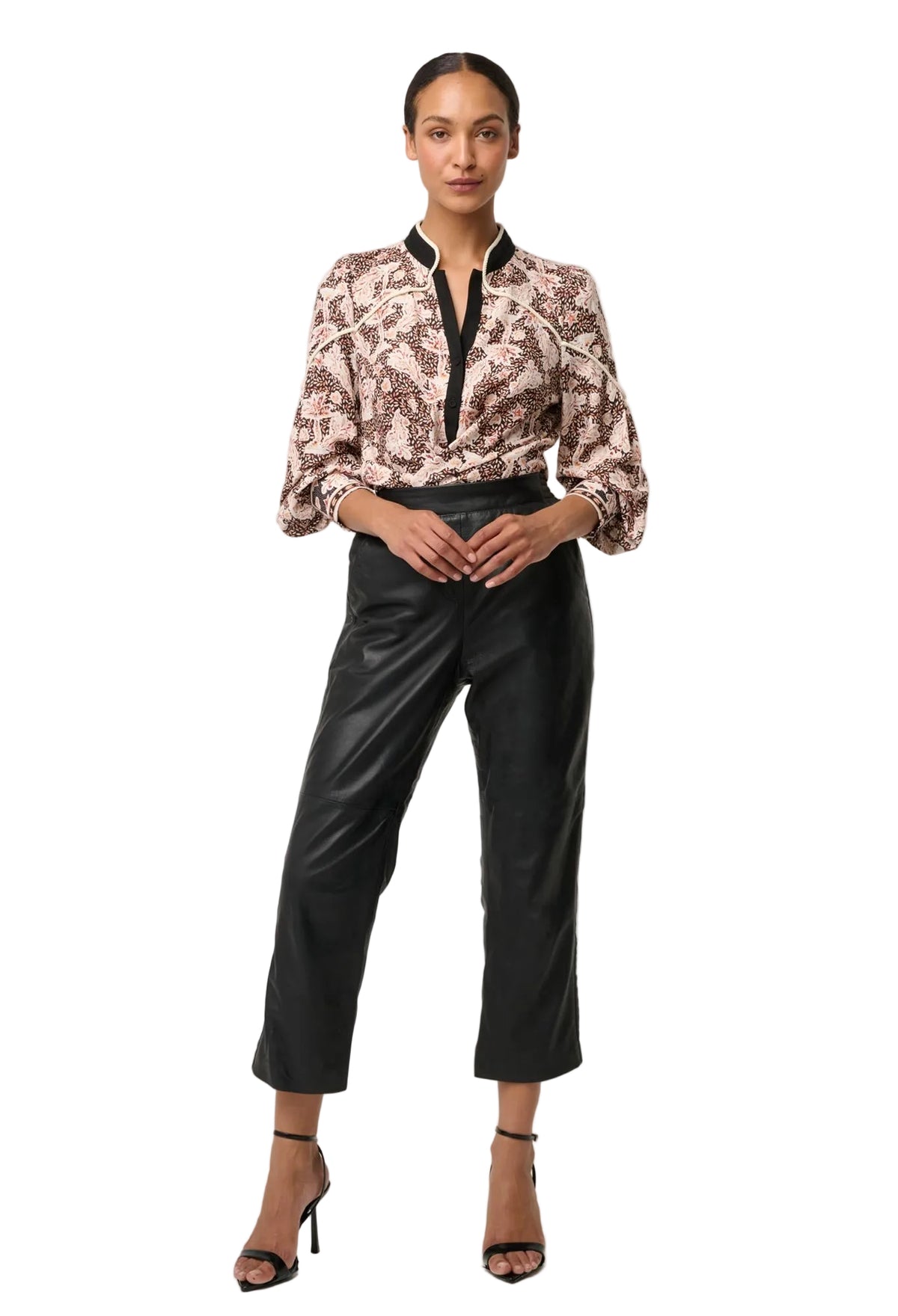 Once Was Harley Linen Rope Trim Detail Shirt - Russet Palm