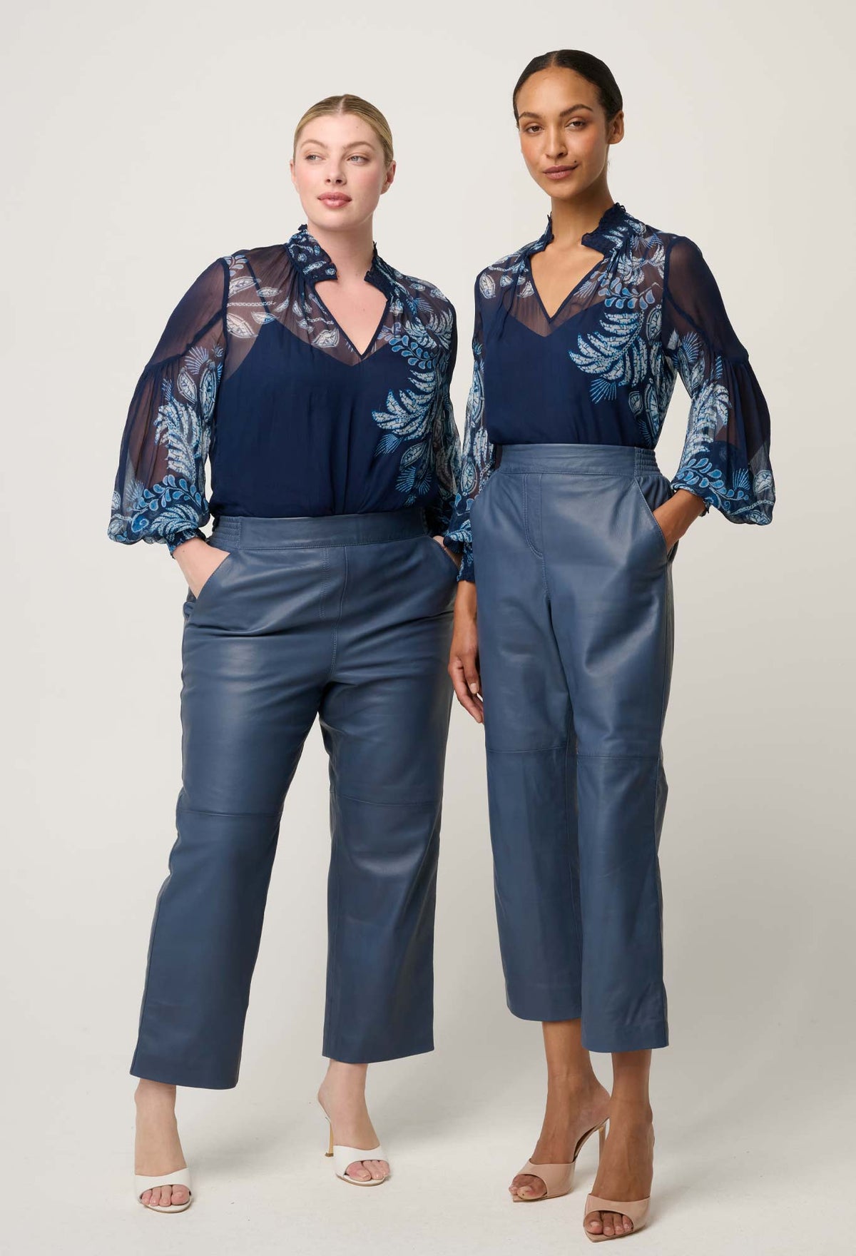 Once Was Colette Placement Print Shirred Collar Blouse - Moonlit Batik