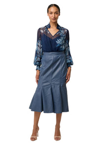 Once Was Colette Placement Print Shirred Collar Blouse - Moonlit Batik
