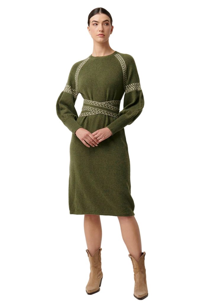 Once Was Sierra Merino Wool Knit Midi Dress - Moss