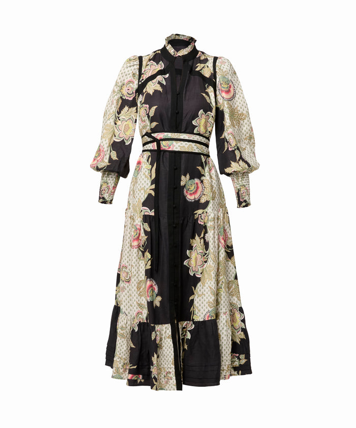 Once Was Espada Linen Viscose Maxi Dress in Mariposa Nero