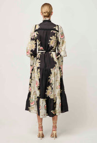 Once Was Espada Linen Viscose Maxi Dress in Mariposa Nero