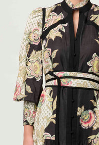 Once Was Espada Linen Viscose Maxi Dress in Mariposa Nero